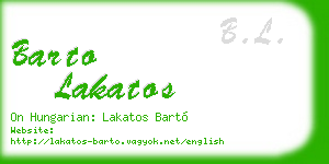 barto lakatos business card